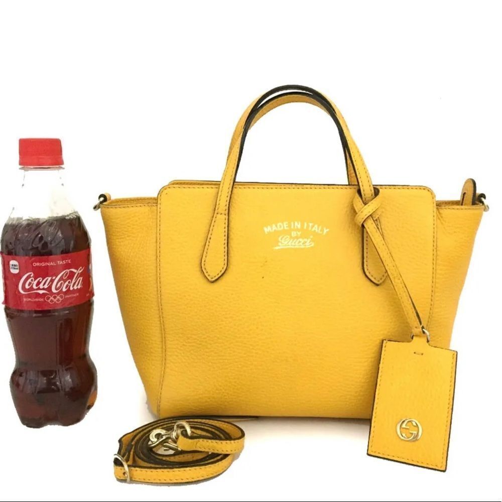 Gucci Dollar Calfskin Mini Swing Top Handle Bag yellow
